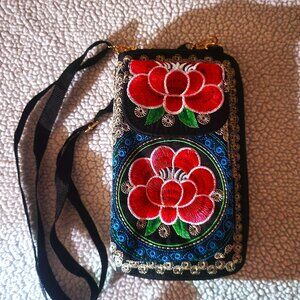 Embroidered Crossbody Wallet/Purse Mexican Talavera Design